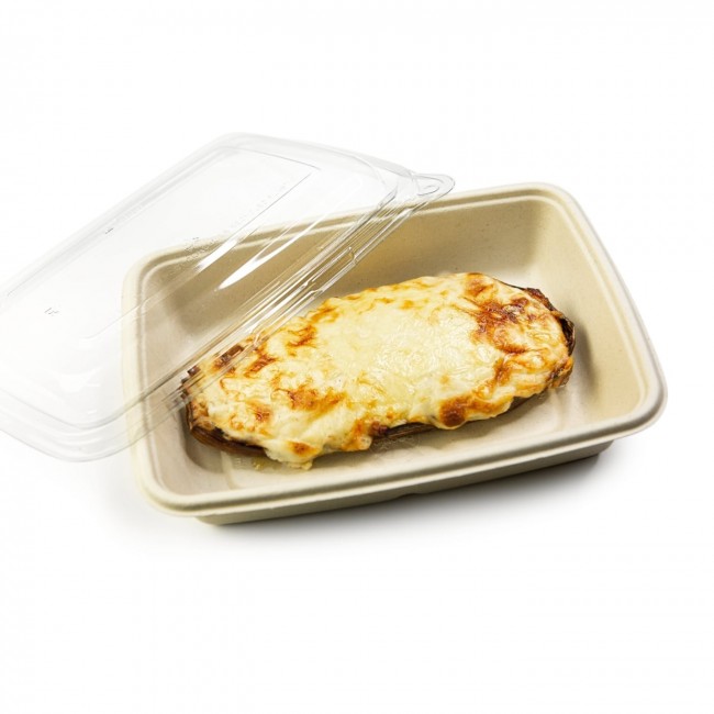Berenjena rellena de atún y gambas, gratinada
